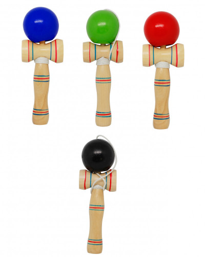 JOUET EN BOIS BILBOQUET JAPONAIS KENDAMA  jeu traditionnel d'habilite+d'adresse