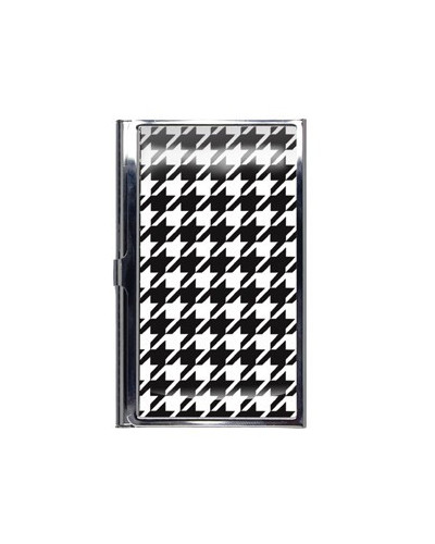 ETUI PORTE CARTES DE VISITE METAL CHROME PIEED POULE