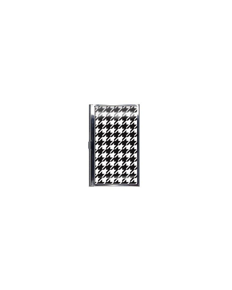 ETUI PORTE CARTES DE VISITE METAL CHROME PIEED POULE