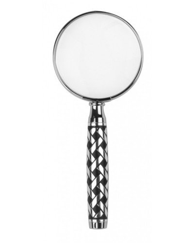 LOUPE METAL ARGENT ET NOIR MOTIF TRESSE