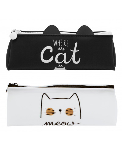 TROUSSE EN SILICONE MOTIF CHAT NOIR OU B