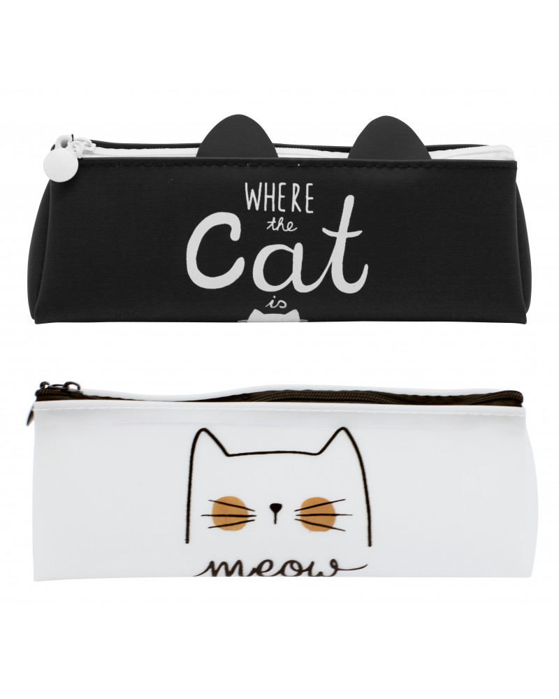 TROUSSE EN SILICONE MOTIF CHAT NOIR OU B