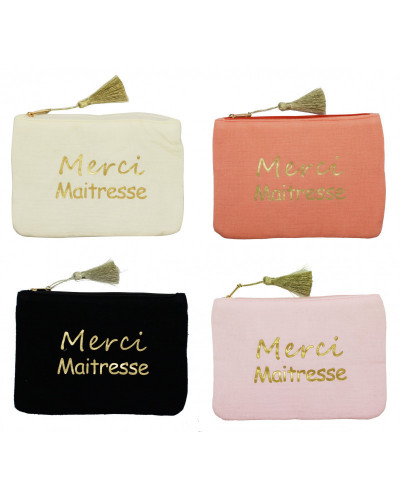 POCHETTE COSMETIK TISSU "MERCI MAITRESSE"