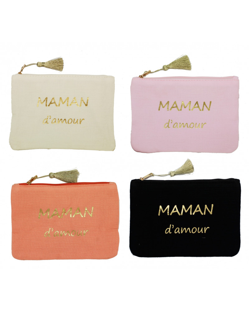 POCHETTE COSMETiK tissu"MAMAN D'AMOUR"x6 C