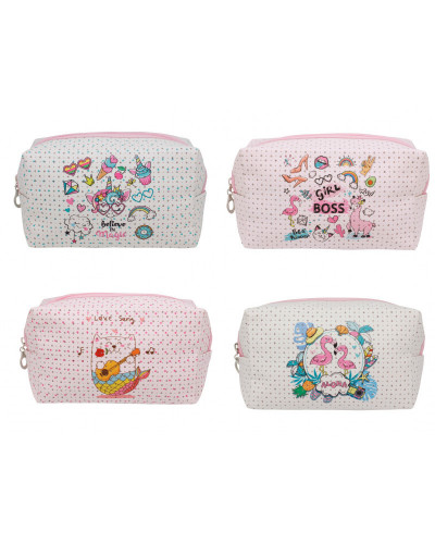 POCHETTE DE TOILETTE RECTANGULAIRE EN PU MULTI DECORS X 12
