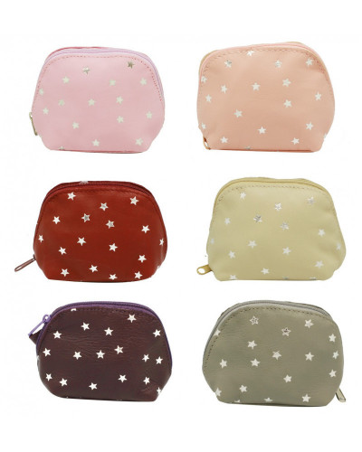 PORTE-MONNAIE EN CUIR DESSIN ETOILES X12