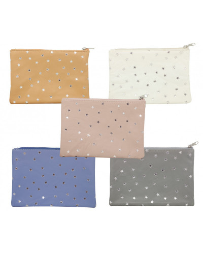 POCHETTE CUIR AVEC PETITES ETOILES X6 COUL