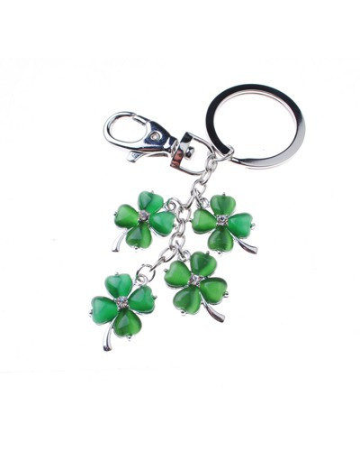 PORTE-CLES BRELOQUE TREFLE A 4 FEUILLES EN RESINE VERTE
