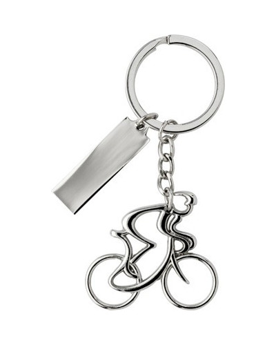 PORTE CLES METAL CHROME FORME CYCLISTE