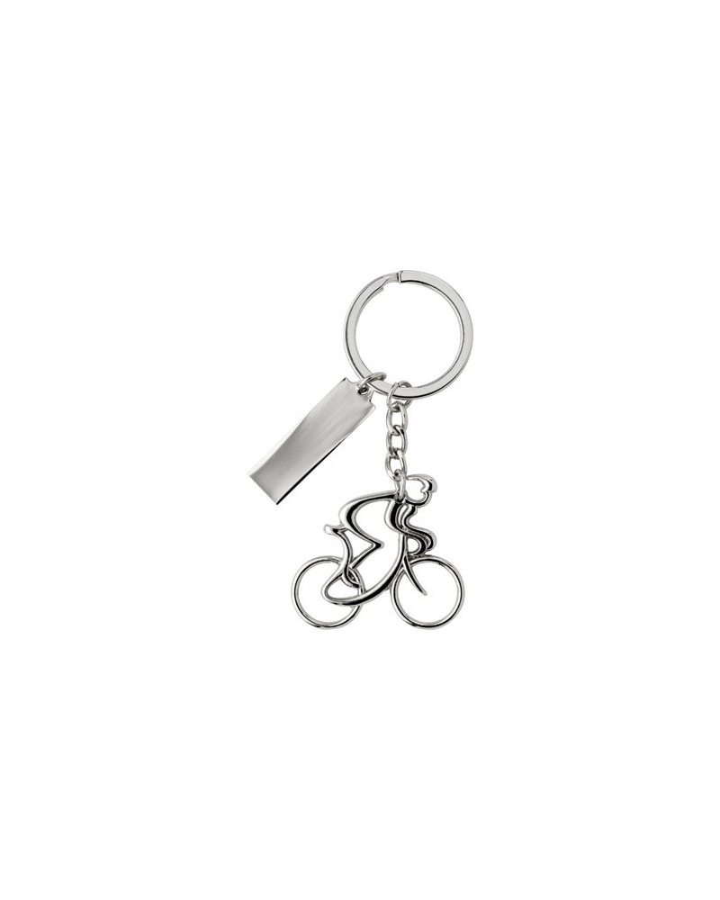 PORTE CLES METAL CHROME FORME CYCLISTE