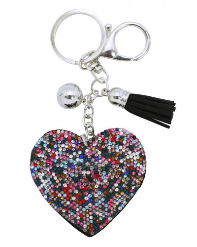 PORTE CLE COEUR STRASS MULTICOLORE