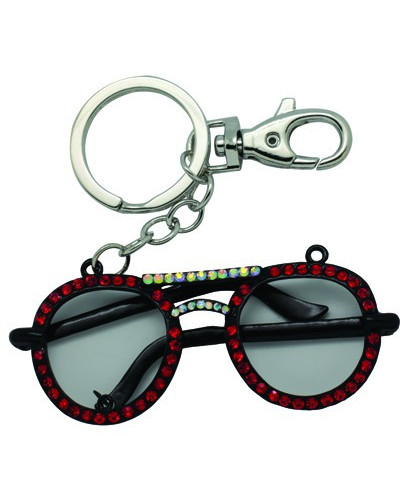 PORTE CLES METAL FORME LUNETTES STRASS R