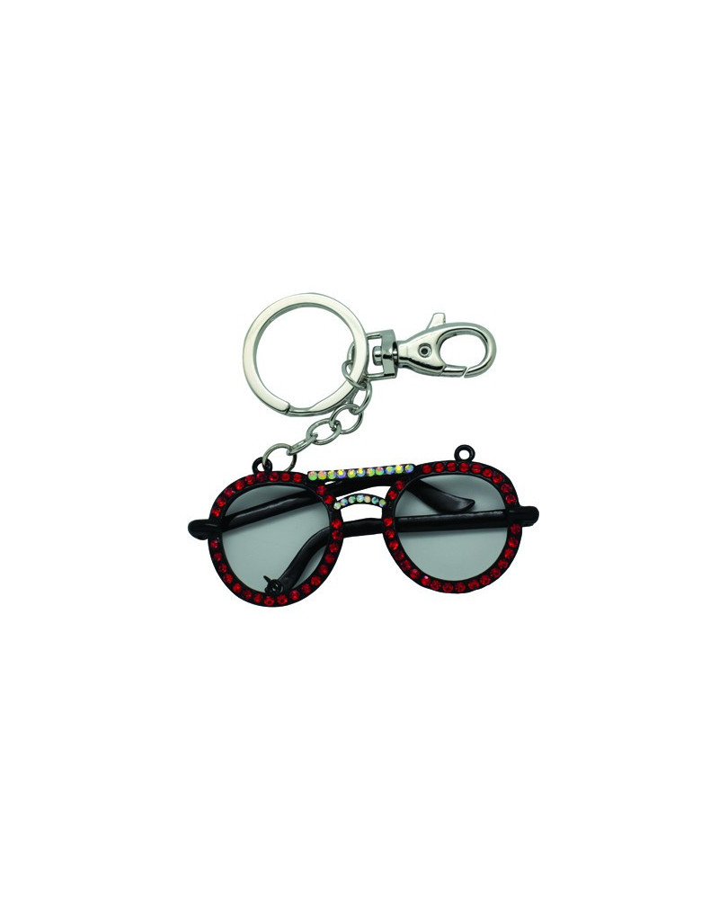 PORTE CLES METAL FORME LUNETTES STRASS R