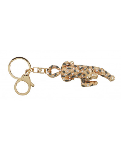 PORTE CLES STRASS PANTHERE DOREE X6 GOLD PANTHER KEYRING