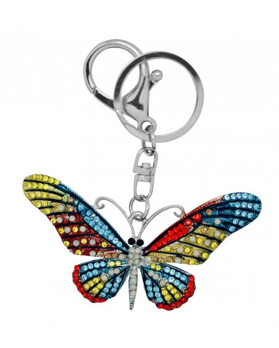 PORTE CLES PAPILLON EN METAL ET STRASS M
