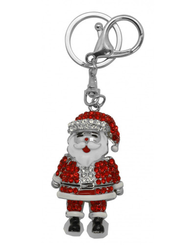PORTE-CLES PERE NOL EN STRASS CO  ARGENT