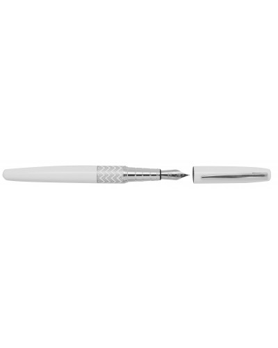 STYLO PLUME METAL LAQUE AVEC FRISE COLORIS BLANC