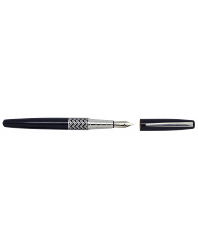 STYLO PLUME METAL LAQUE AVEC FRISE COLORIS NOIR