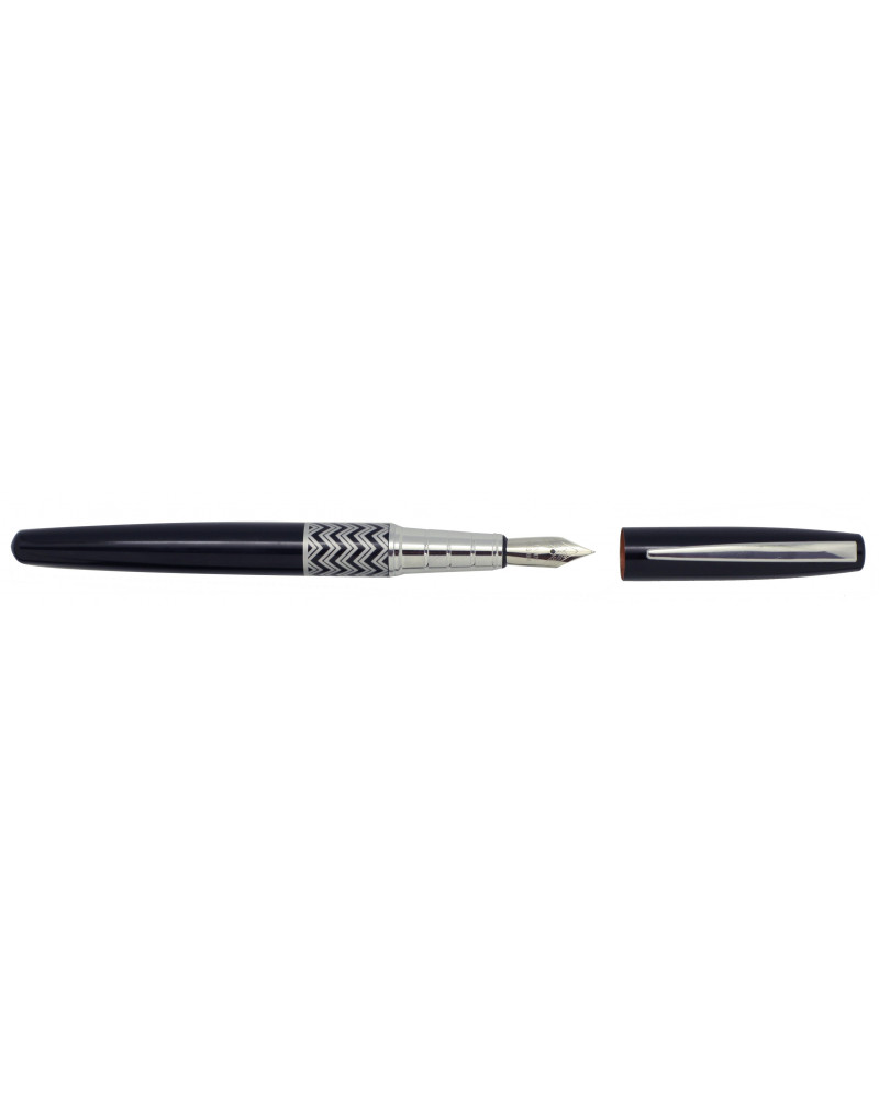 STYLO PLUME METAL LAQUE AVEC FRISE COLORIS NOIR