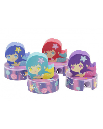 TAILLE CRAYONS + GOMME DESSIN SIRENE