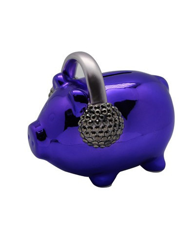 TIRELIRE CERAMIQUE COCHON BLEU CHROME