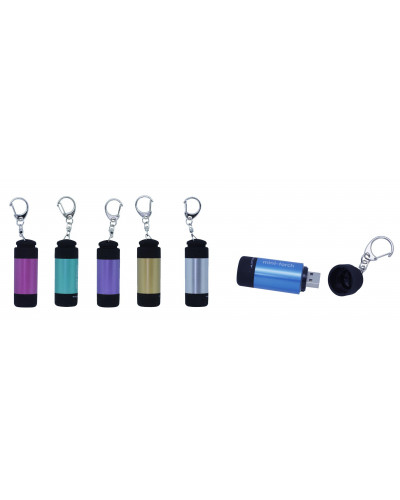 TORCHES PORTE CLES RECHARGEABLES PAR USB 6 COULEURS ASSORTIES X12