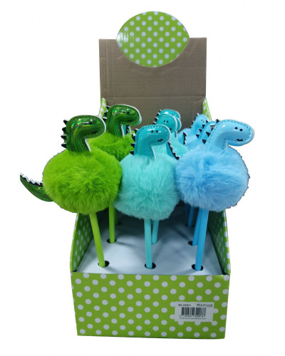 STYLO BILLE DECOR DINOSAURE FOURRURE X4 C