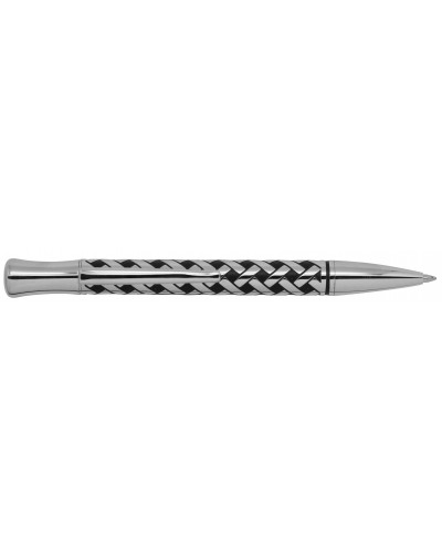 STYLO BILLE METAL NOIR/ARGENT MOTIF TRESSE